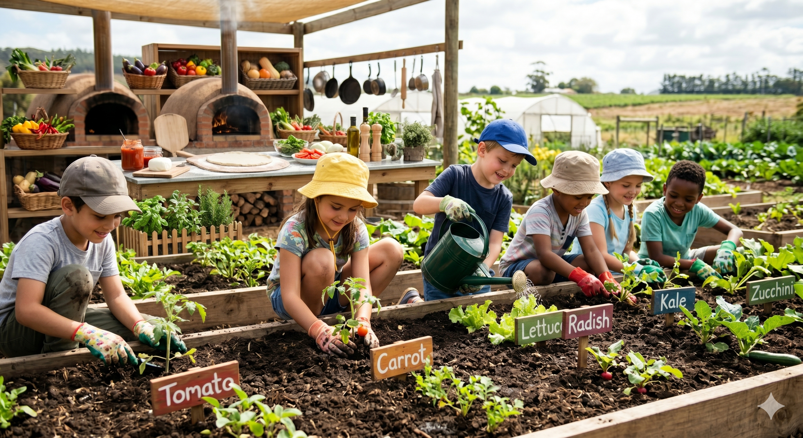 畑と料理を通して食と農を学ぶ英語体験のイメージ