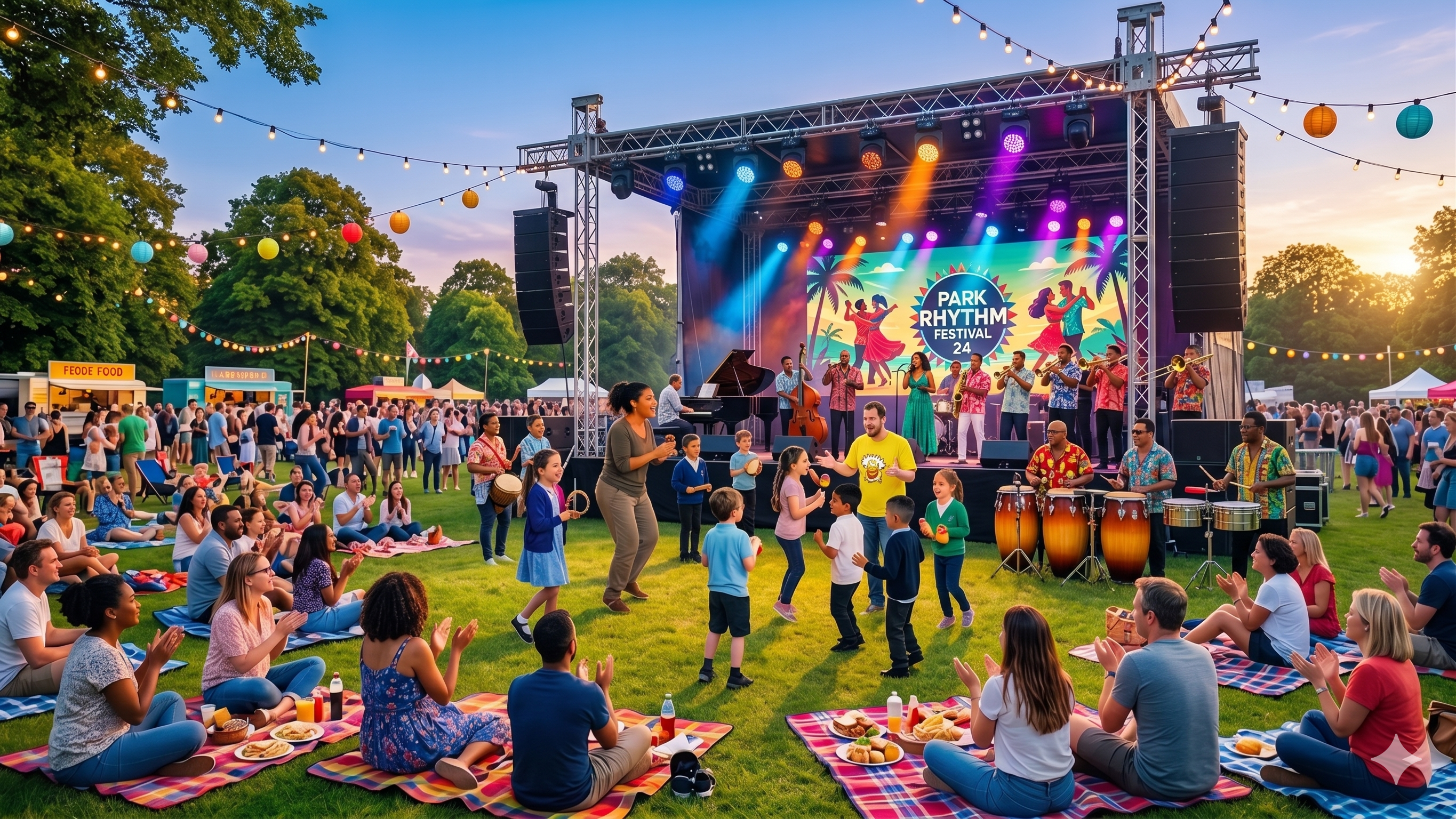 打楽器と音楽を楽しむ英語体験のイメージ